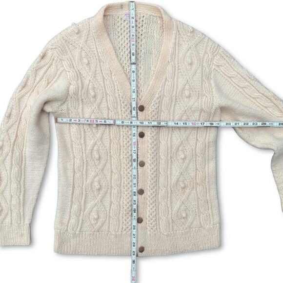 Vintage Chunky Grandpa Cardigan Cream Color | Size Large Women - Picture 2 of 7